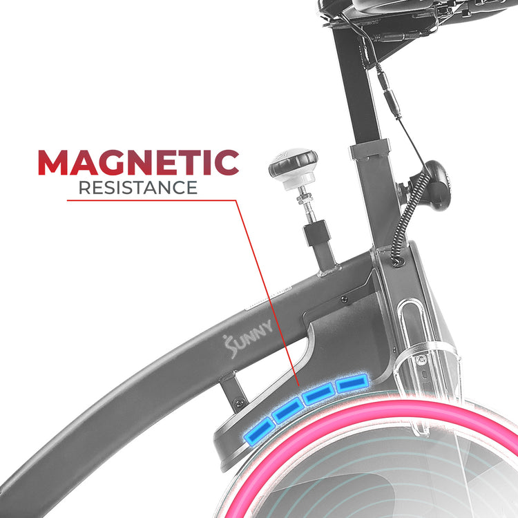 Premium Magnetic Resistance Smart Indoor Cycling Bike with Quiet Belt Drive and Exclusive SunnyFit® App Enhanced Bluetooth Connectivity