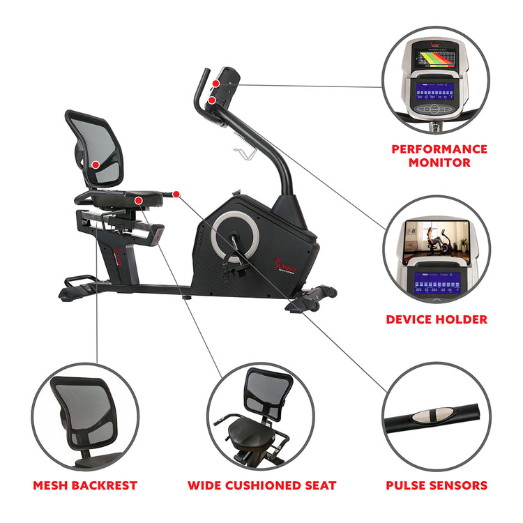 Stationary Recumbent Bike w/ Programmable Display, 16 Level Magnetic Resistance & Device Holder