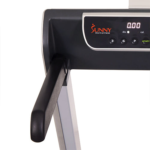 NON-SLIP HANDLEBARS | Sunny Health & Fitness treadmill handlebars are padded and slip free to provide extra safety and ease.