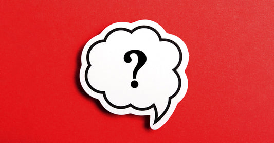 A question mark on a red background